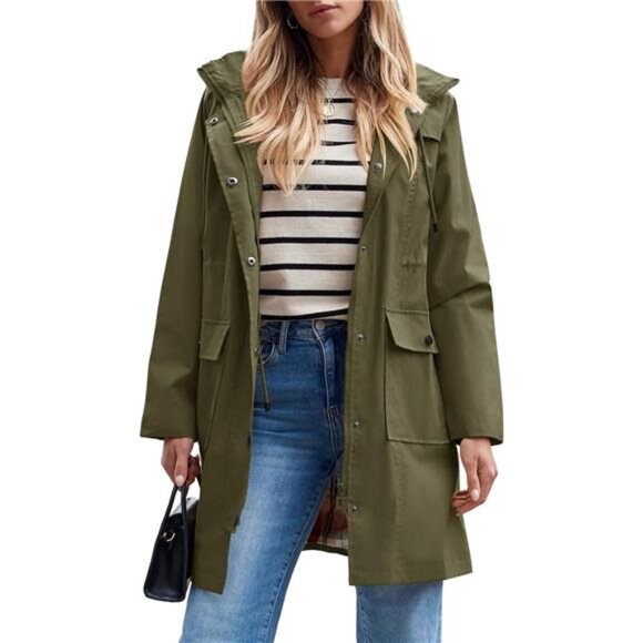 Jackets & Blazers - Women's Waterproof Rain Jacket Long Raincoat Hooded Windbreaker Trench Coat
